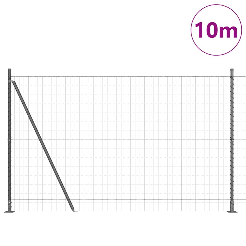 Ograda s postovima Siva 1,6 x 10 m Čelik i PVC