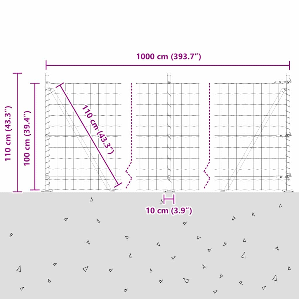 Ograda s postovima Siva 1 x 10 m Čelik i PVC