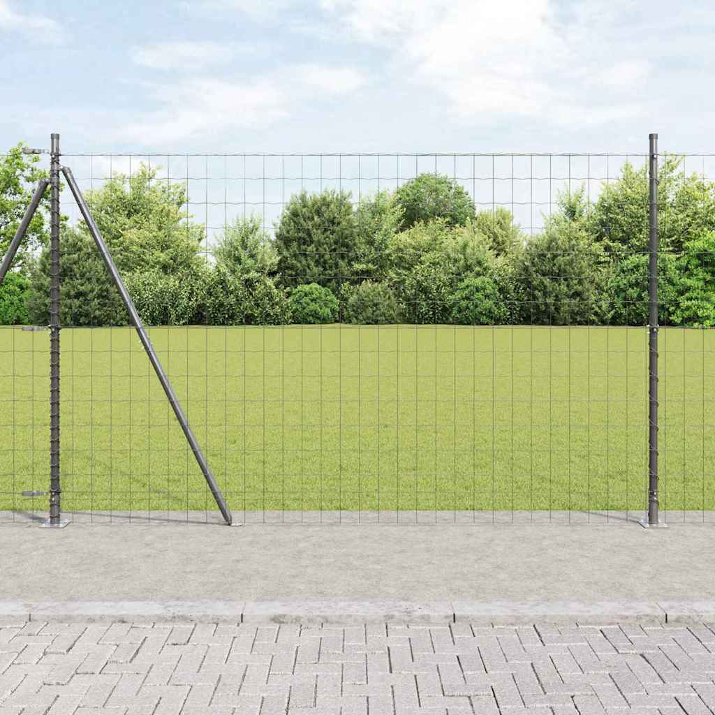 Ograda s postovima Siva 1,4 x 10 m Čelik i PVC