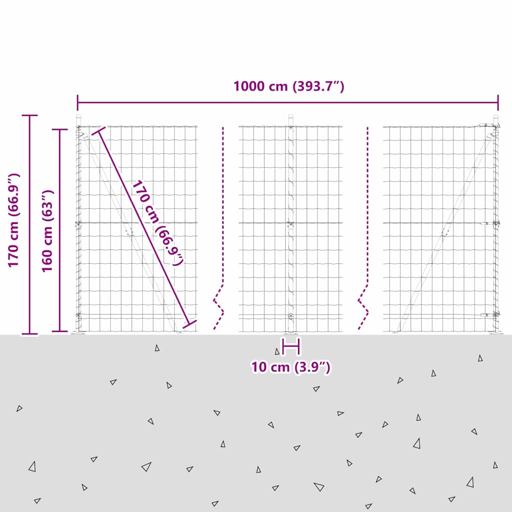Ograda s postovima Siva 1,6 x 10 m Čelik i PVC