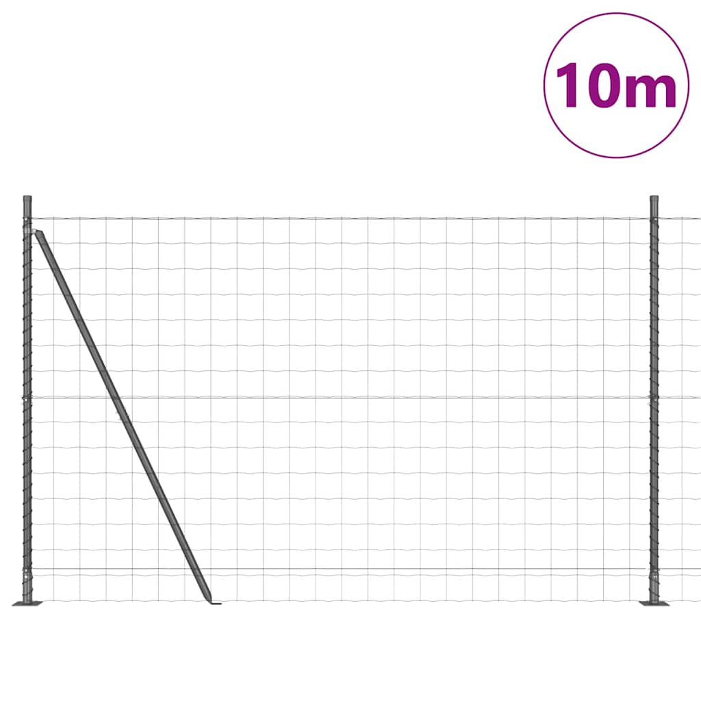 Ograda s postovima Siva 1,4 x 10 m Čelik i PVC