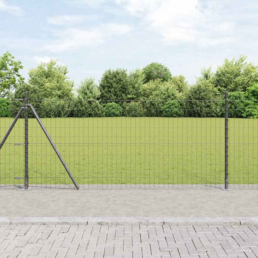 Ograda s postovima Siva 1 x 25 m Čelik i PVC