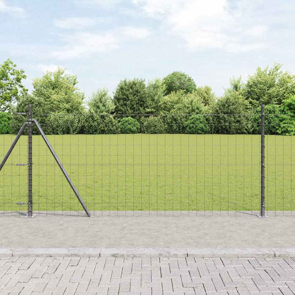 Ograda s postovima Siva 1 x 25 m Čelik i PVC