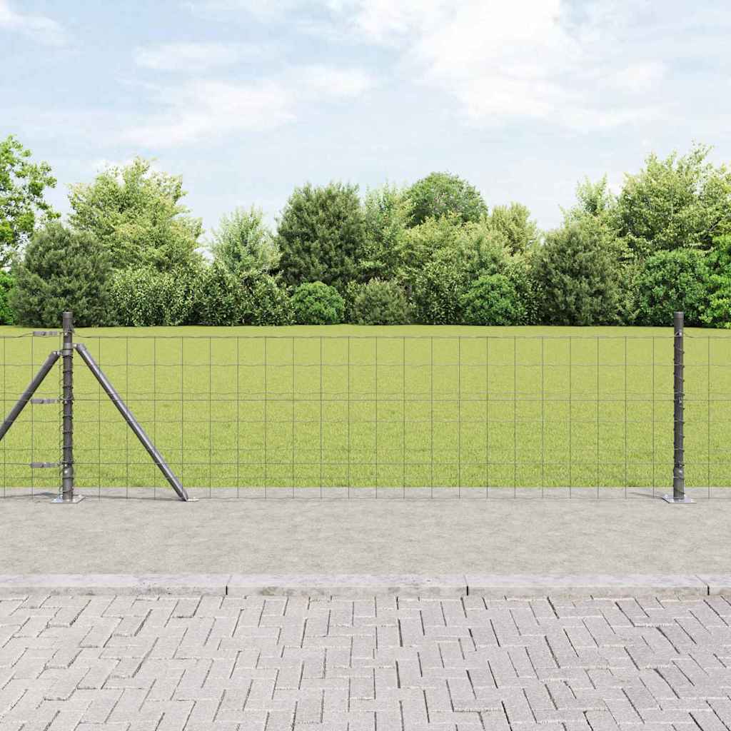 Ograda s postovima Siva 0,6 x 25 m Čelik i PVC