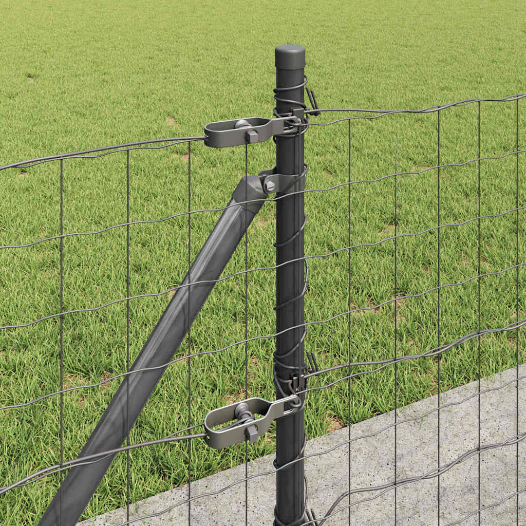 Ograda s postovima Siva 0,6 x 25 m Čelik i PVC