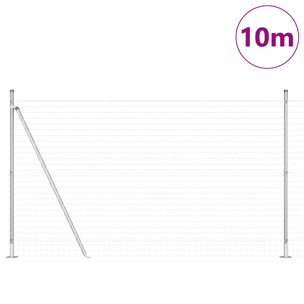 Ograda s postovima Srebrno 1,6 x 10 m Čelik