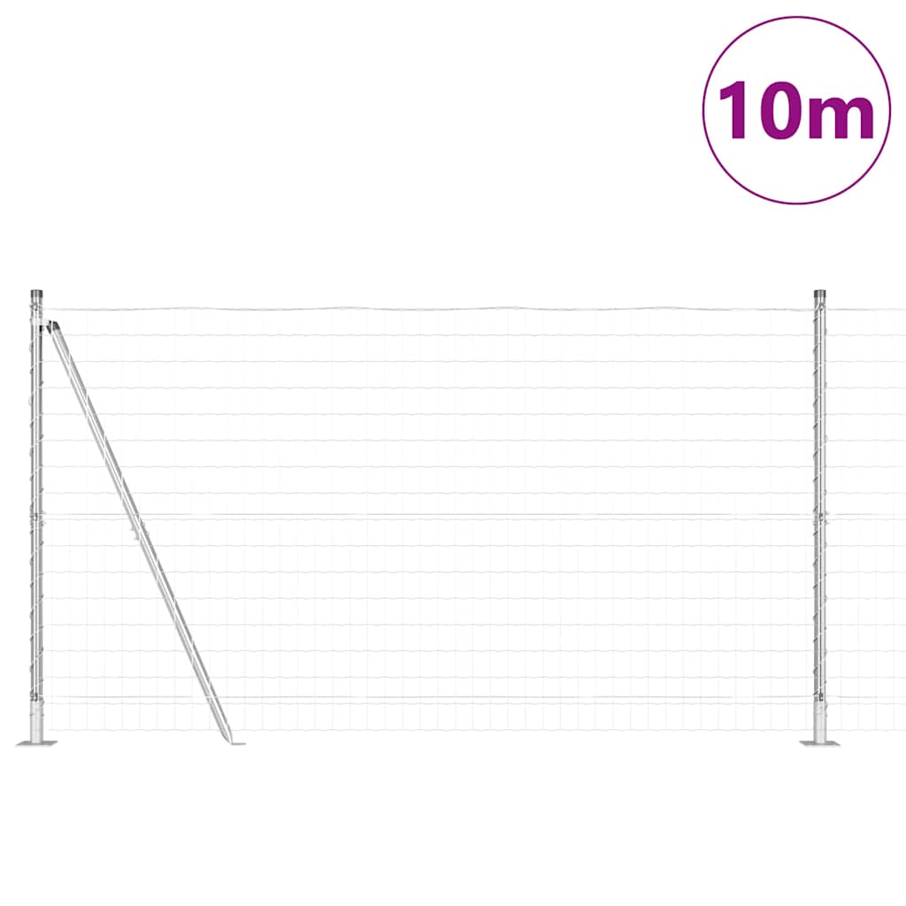 Vanjski Euro Ograda s Betonskom Podlogom 10 x 1,2 m Srebrna