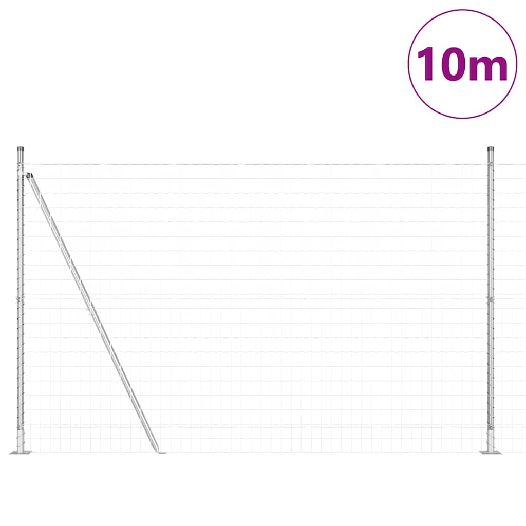 Vanjski Euro Ograda s Betonskom Podlogom 10 x 1,4 m Srebrna