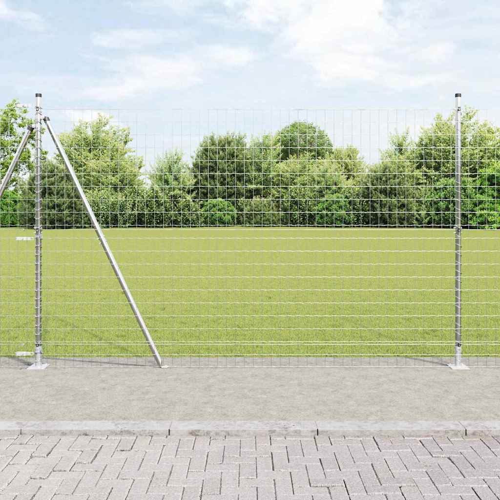 Ograda s postovima Srebrno 1,6 x 10 m Čelik