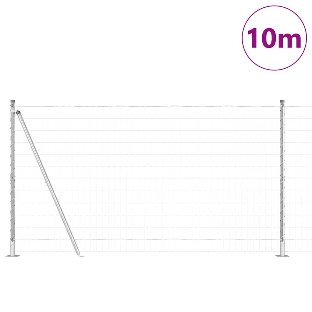 Vanjski Euro Ograda s Betonskom Podlogom 10 x 1,2 m Srebrna