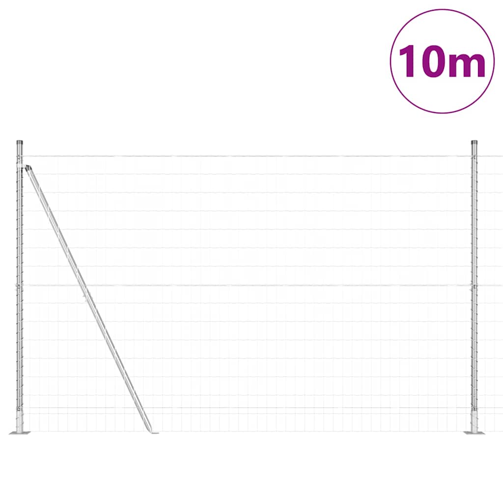 Vanjski Euro Ograda s Betonskom Podlogom 10 x 1,5 m Srebrna