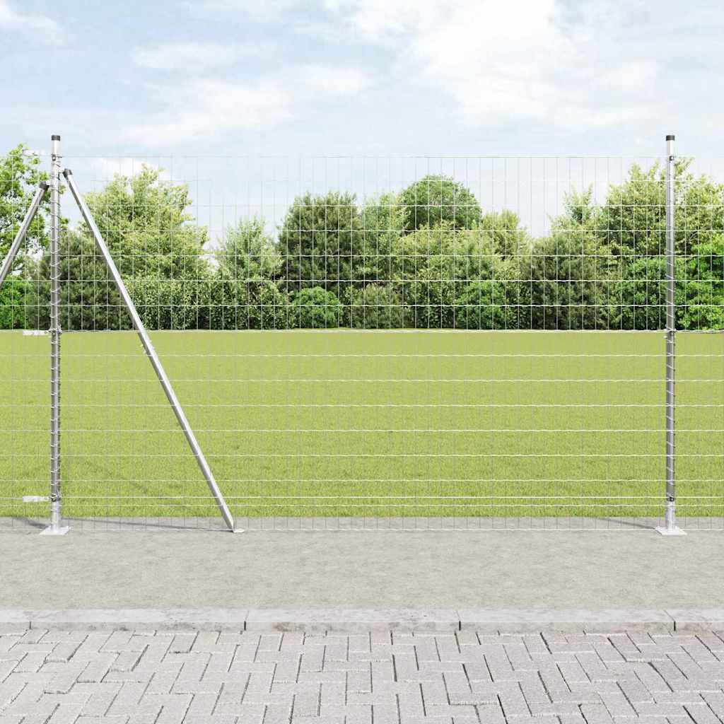 Vanjski Euro Ograda s Betonskom Podlogom 10 x 1,6 m Srebrna
