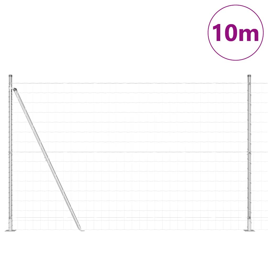Ograda s postovima Srebrno 1,6 x 10 m Čelik