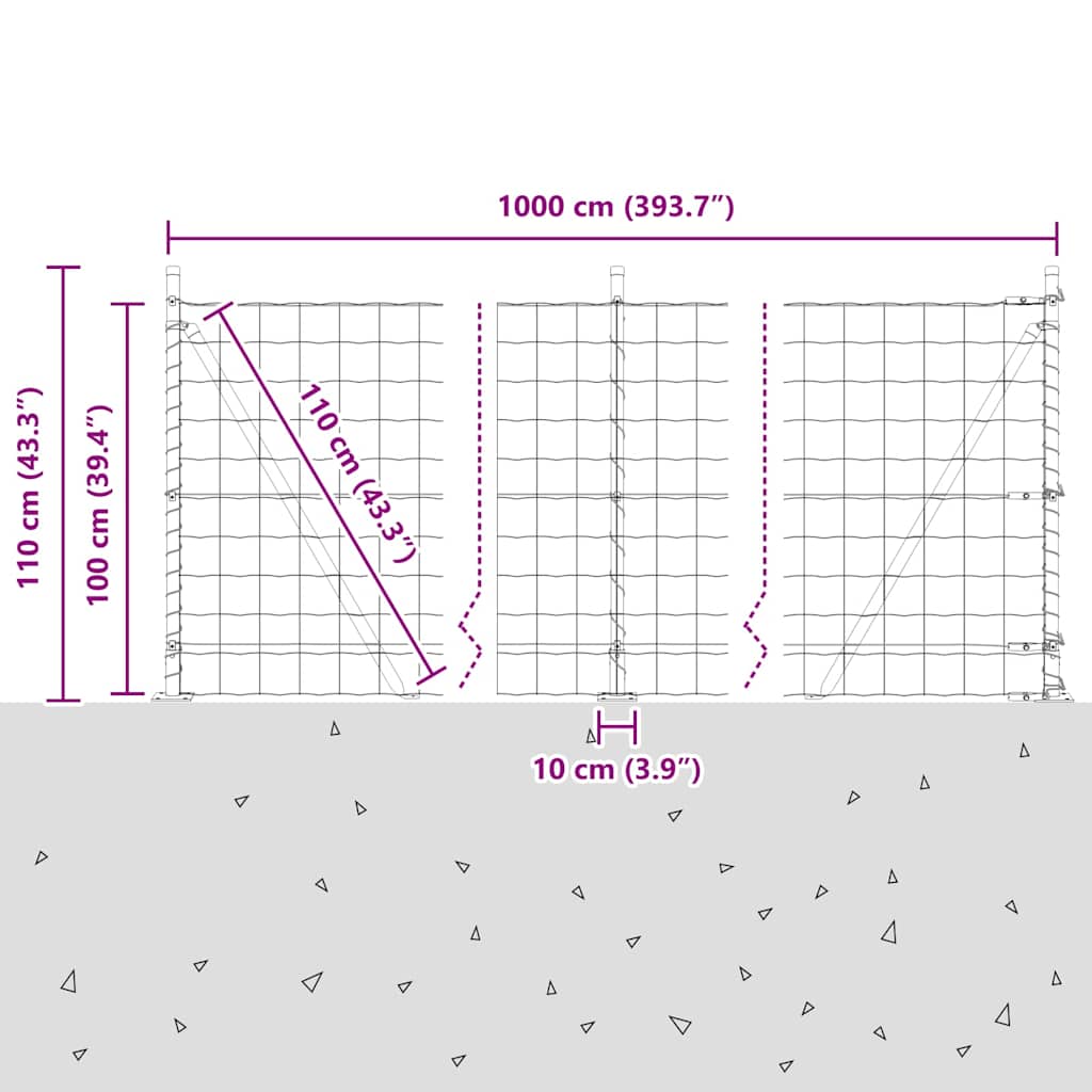 Ograda s postovima Srebrno 1 x 10 m Čelik