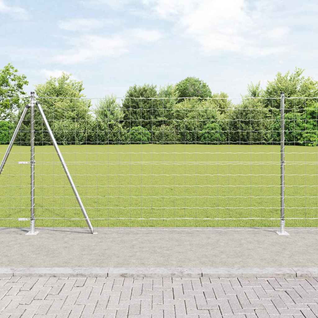 Ograda s postovima Srebrno 1,2 x 10 m Čelik