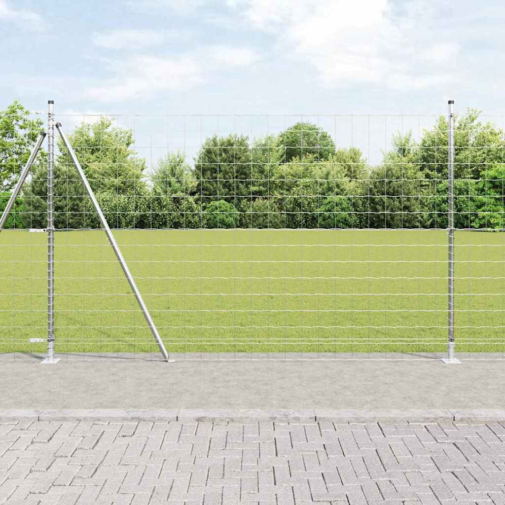 Ograda s postovima Srebrno 1,4 x 10 m Čelik