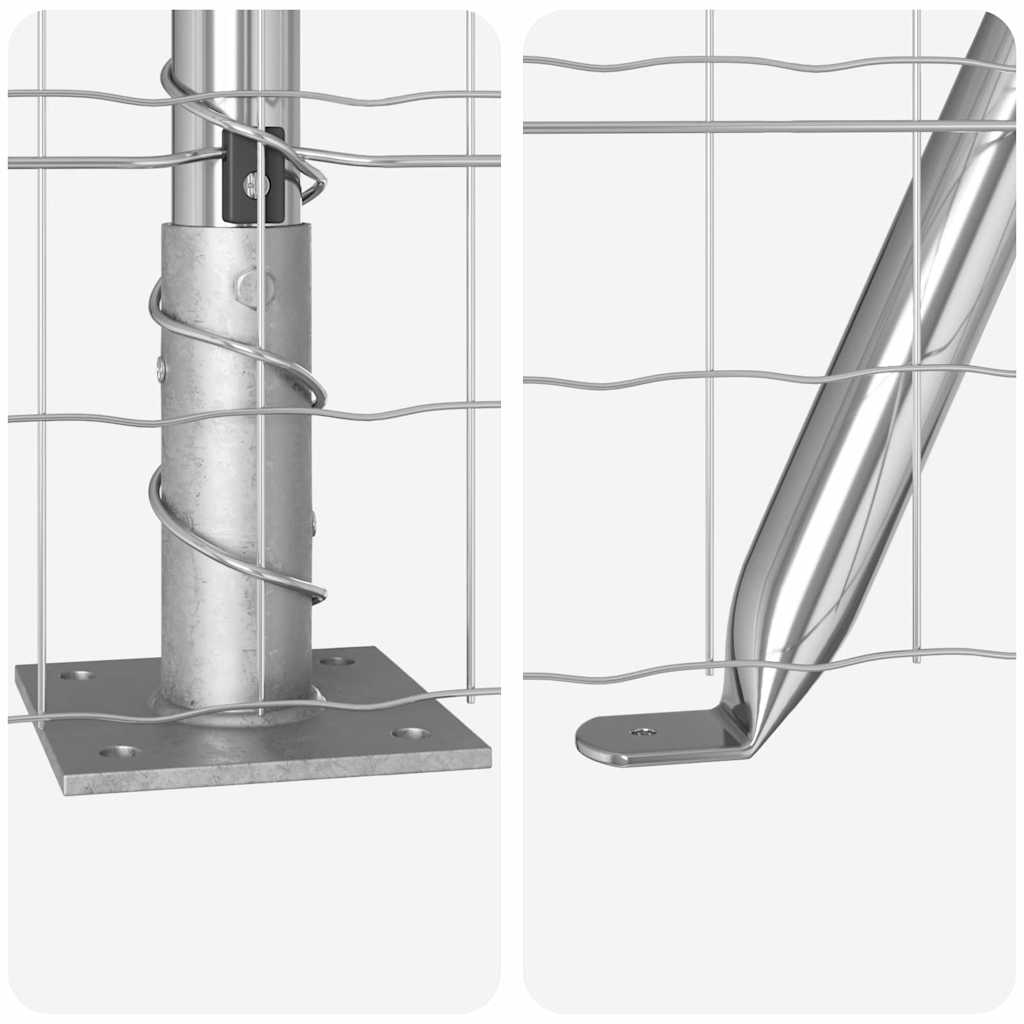 Vanjski Euro Ograda s Betonskom Podlogom 25 x 0,4 m Srebrna