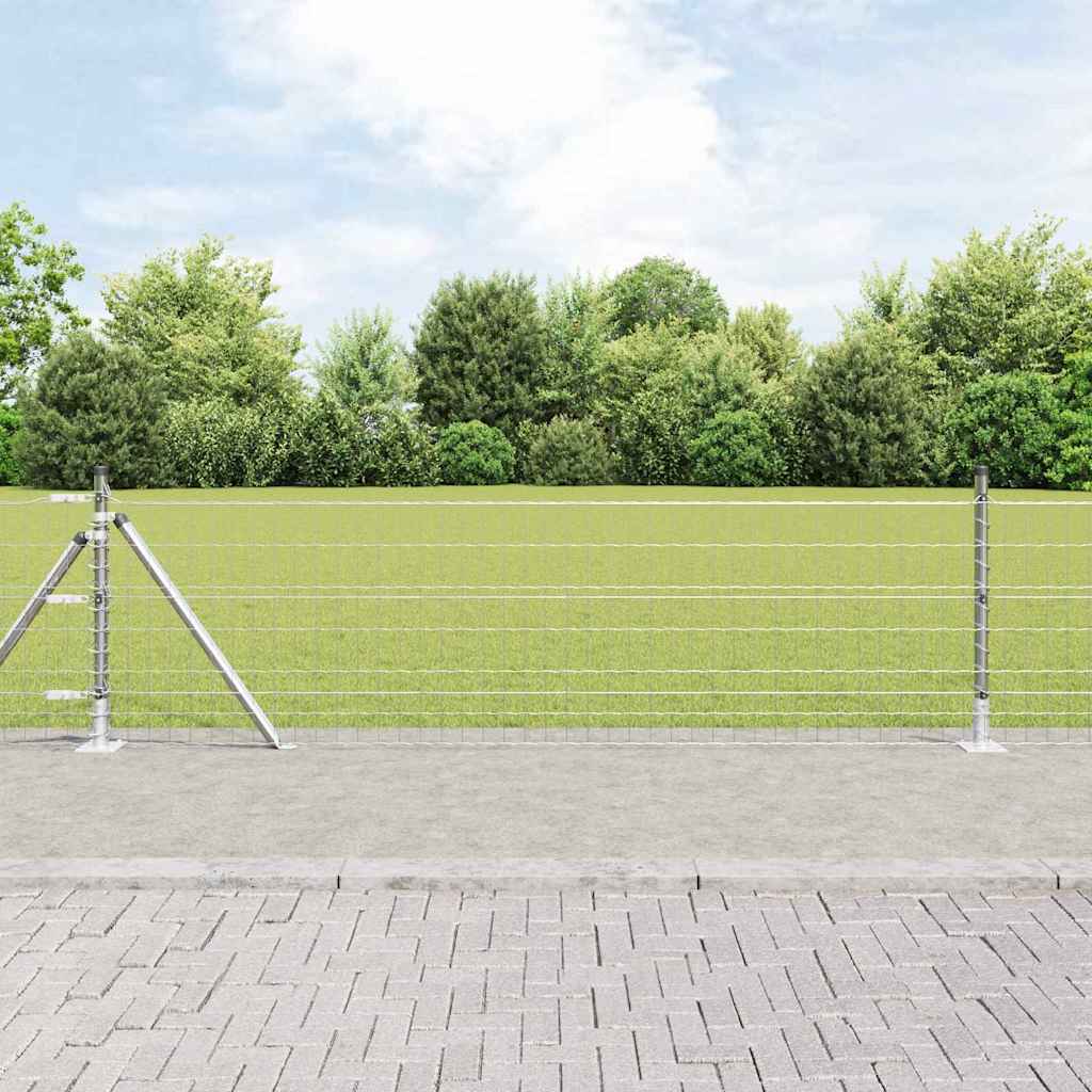 Vanjski Euro Ograda s Betonskom Podlogom 25 x 0,4 m Srebrna