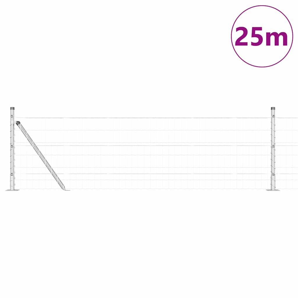 Vanjski Euro Ograda s Betonskom Podlogom 25 x 0,4 m Srebrna