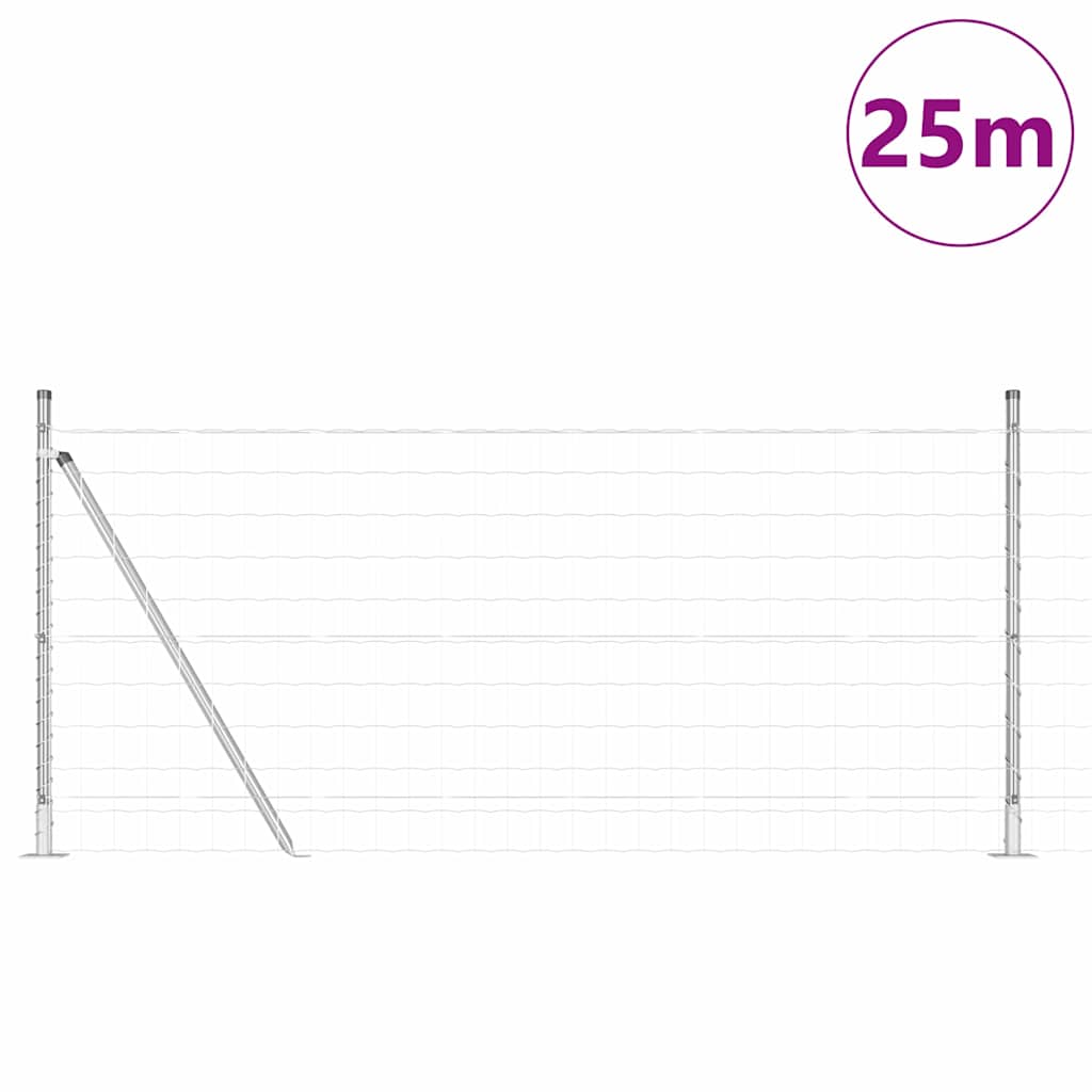 Vanjski Euro Ograda s Betonskom Podlogom 25 x 1 m Srebrna Mreža