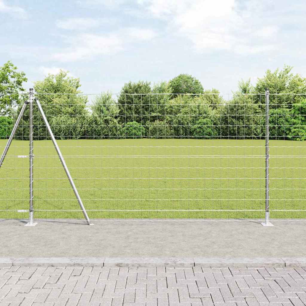 Ograda s postovima Srebrno 1,2 x 25 m Čelik
