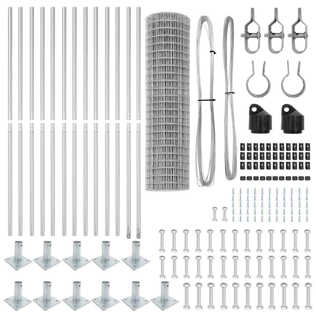 Ograda s postovima Srebrno 0,8 x 25 m Čelik