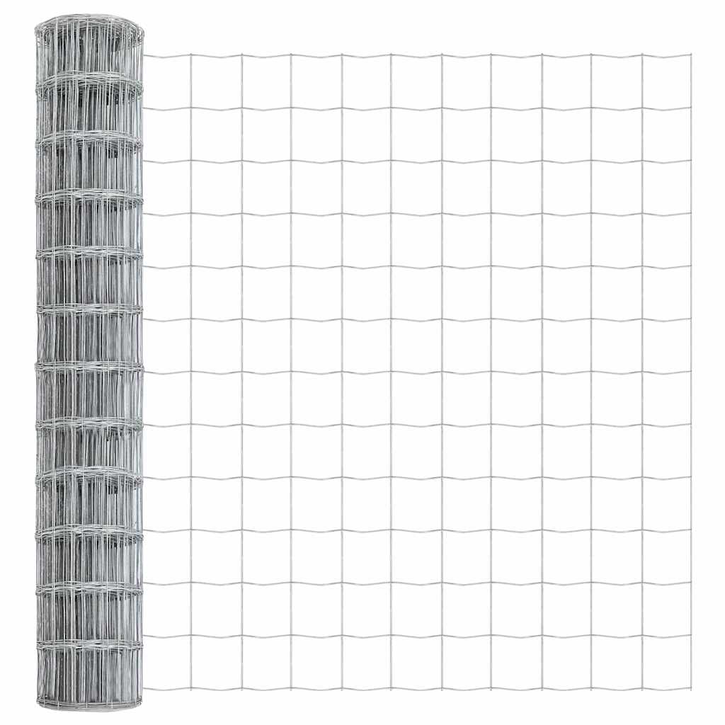 Ograda s postovima Srebrno 1 x 25 m Čelik