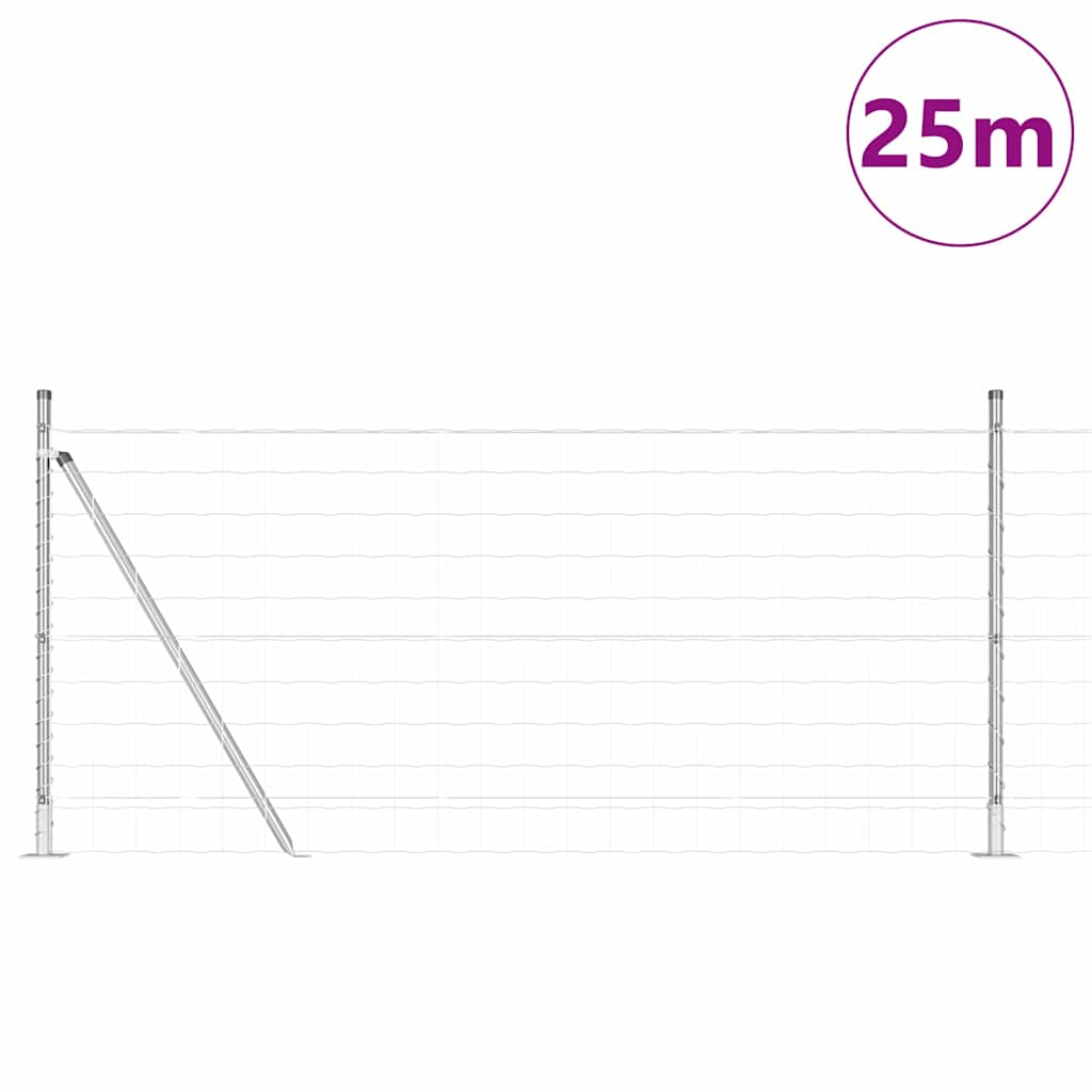 Ograda s postovima Srebrno 1 x 25 m Čelik