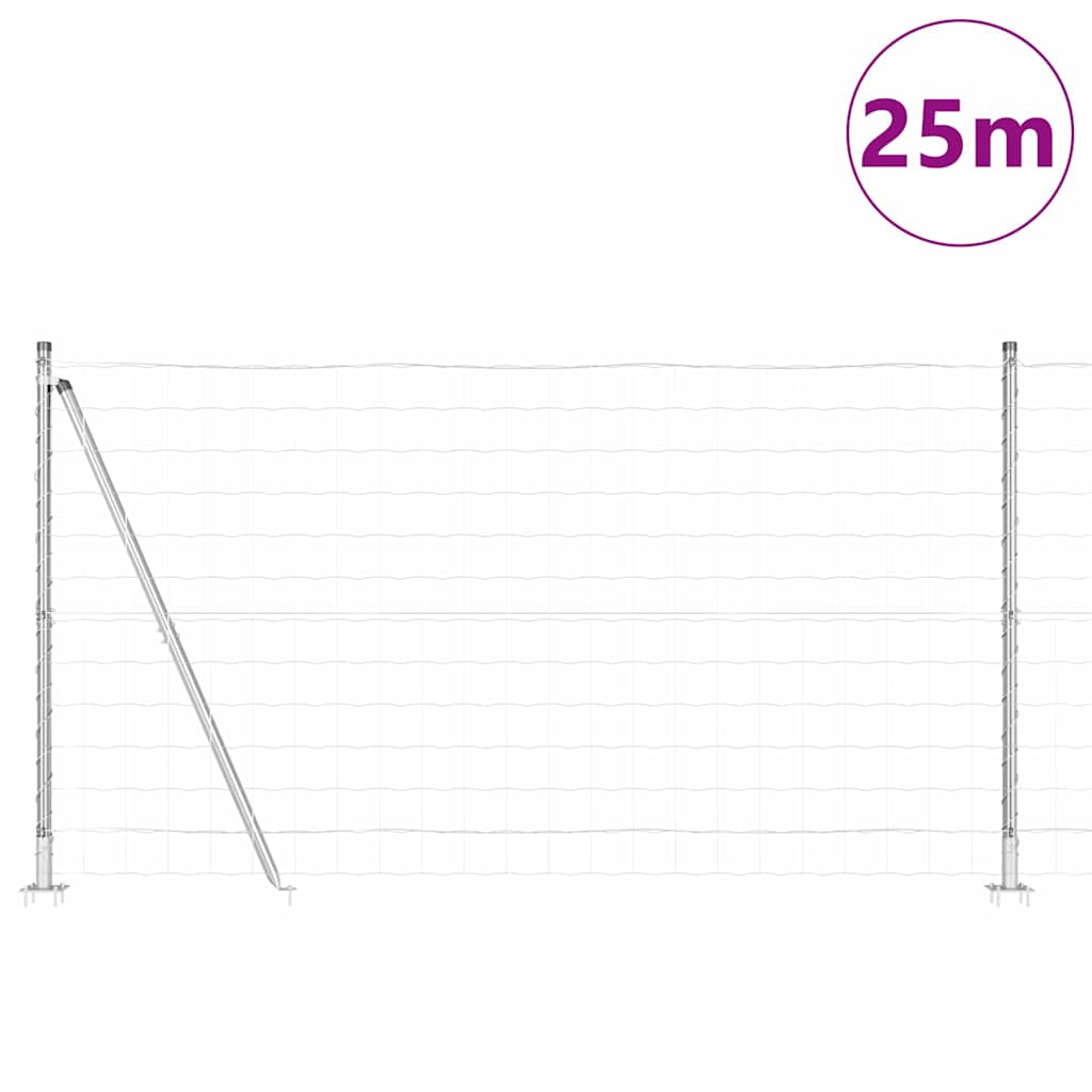 Ograda s postovima Srebrno 1,2 x 25 m Čelik