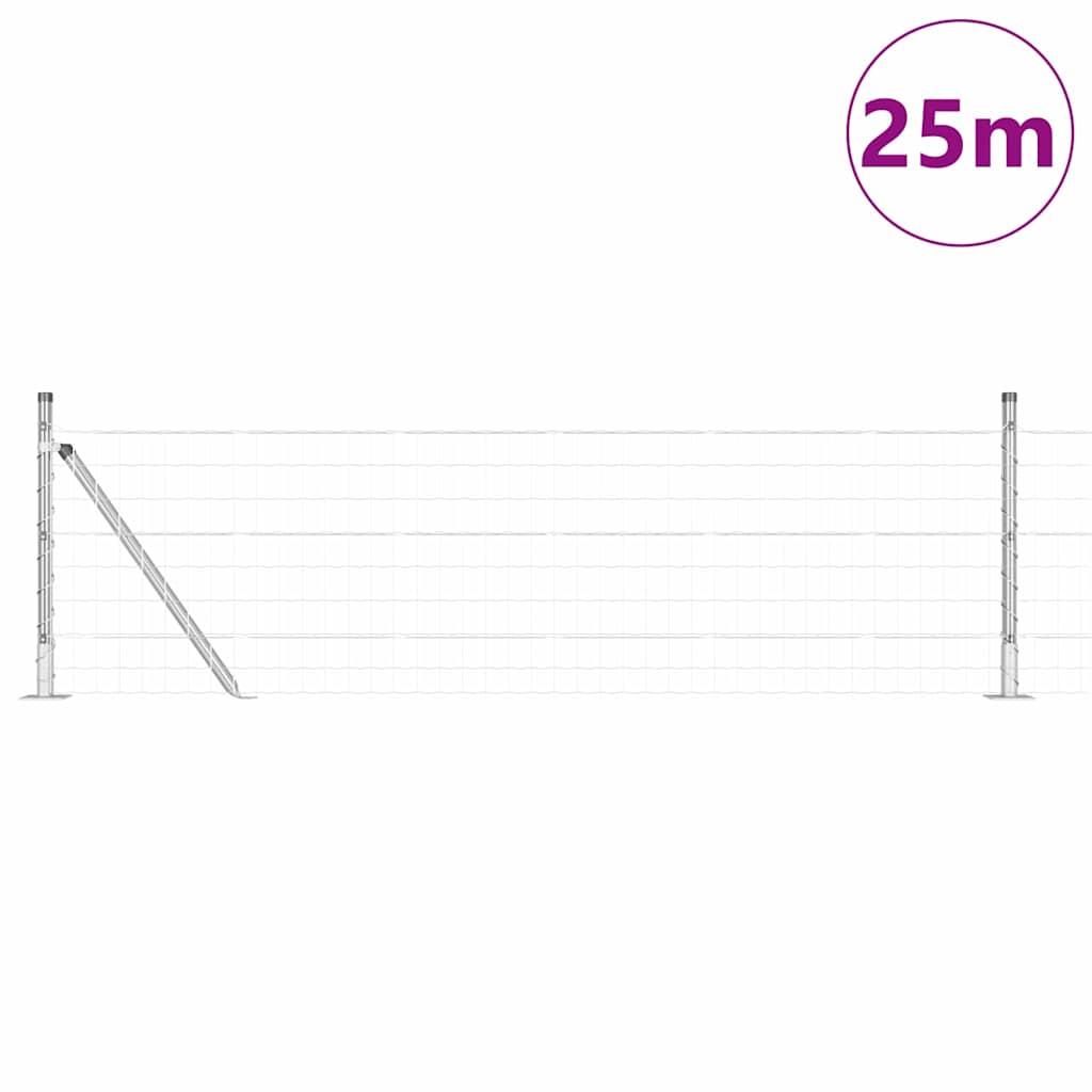 Ograda s postovima Srebrno 0,4 x 50 m Čelik