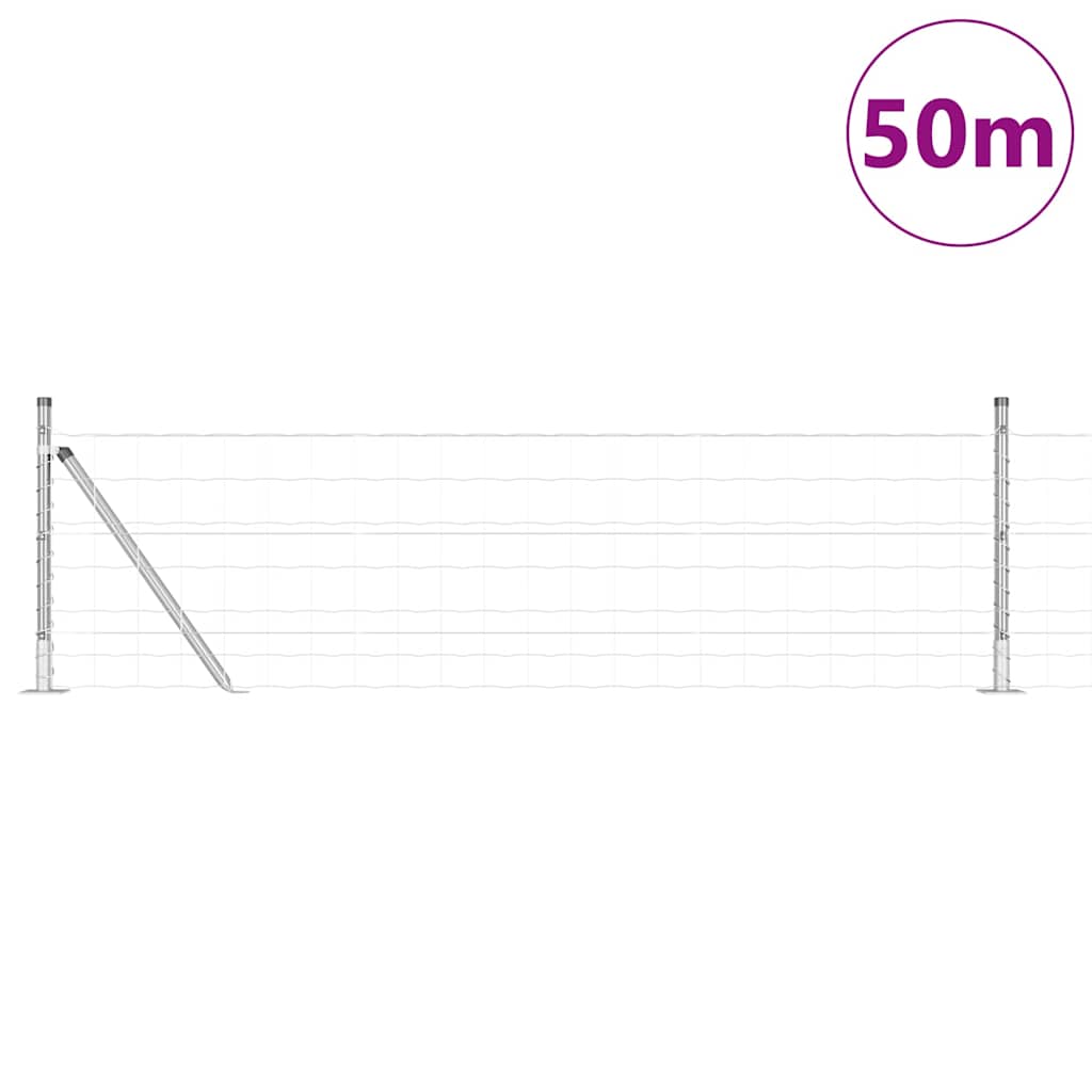 Ograda s postovima Srebrno 0,4 x 50 m Čelik