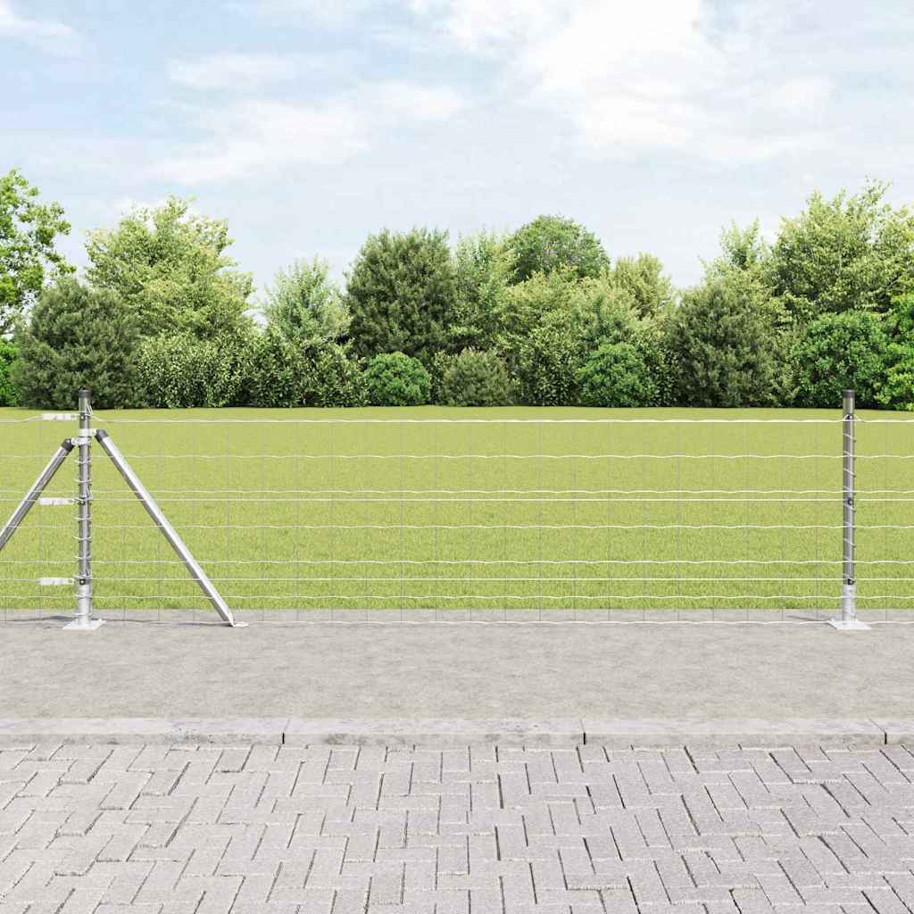 Vanjski Euro Ograda s Betonskom Podlogom 50 x 0,6 m Srebrna