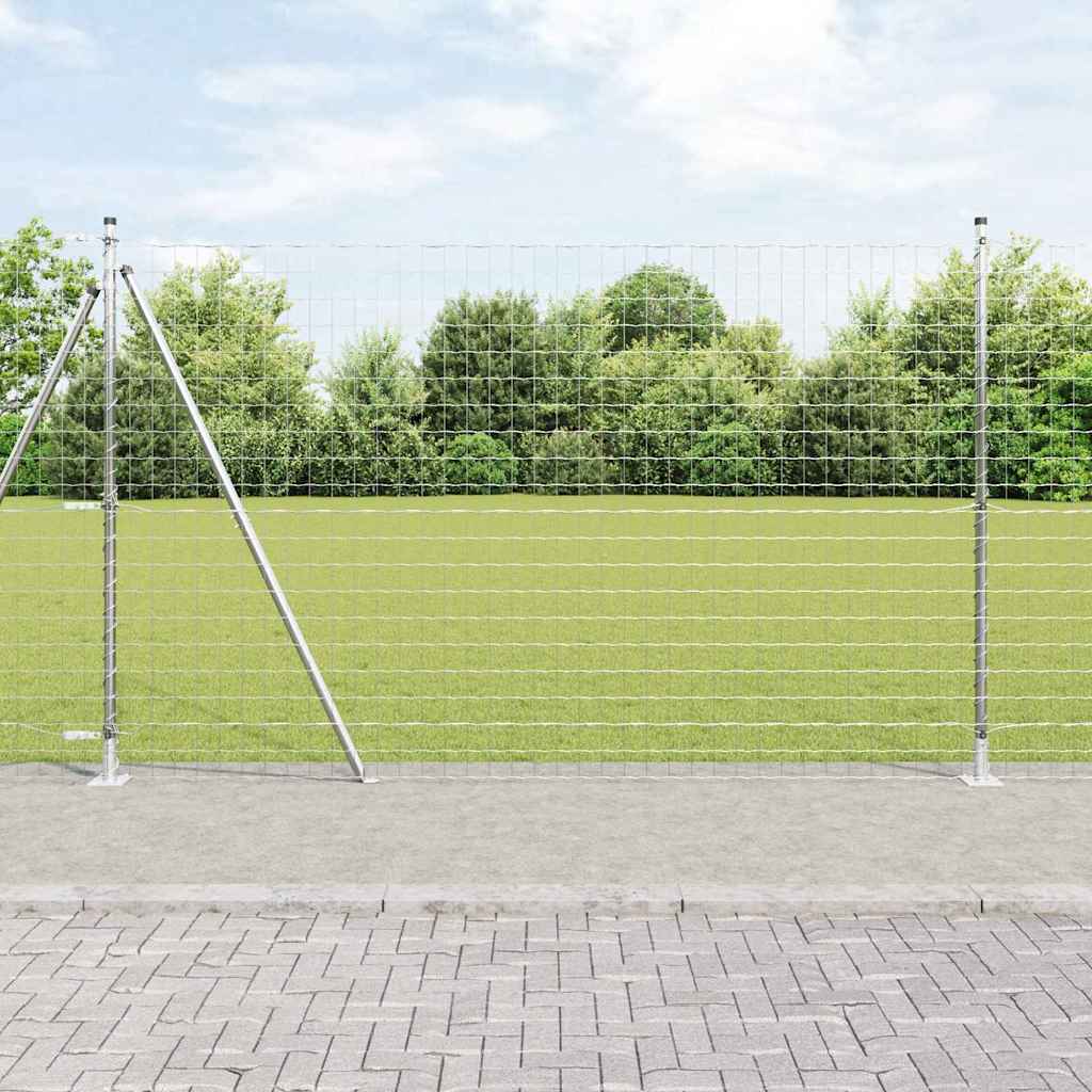 Ograda s postovima Srebrno 1,6 x 10 m Čelik