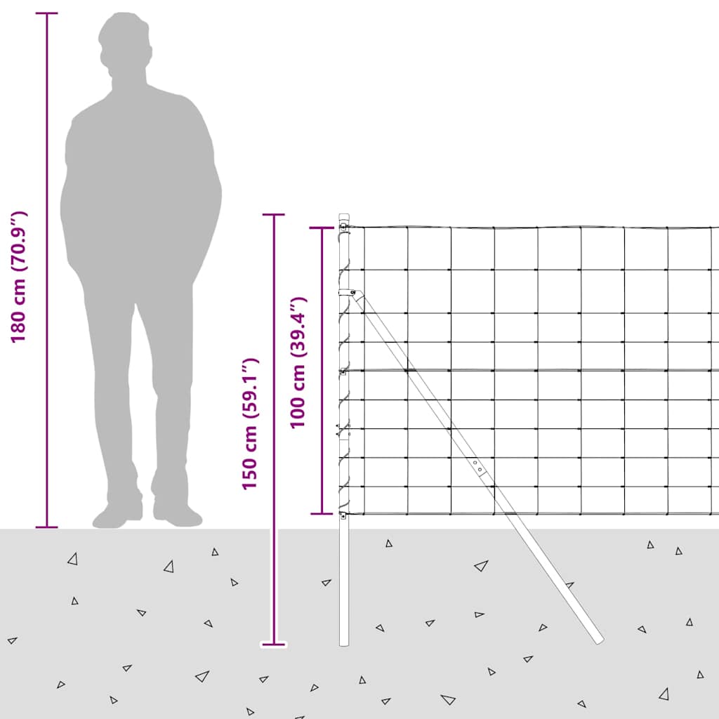 Temeljna zavarena žičana ograda 50 x 1 m Pocinčani čelik Mreža