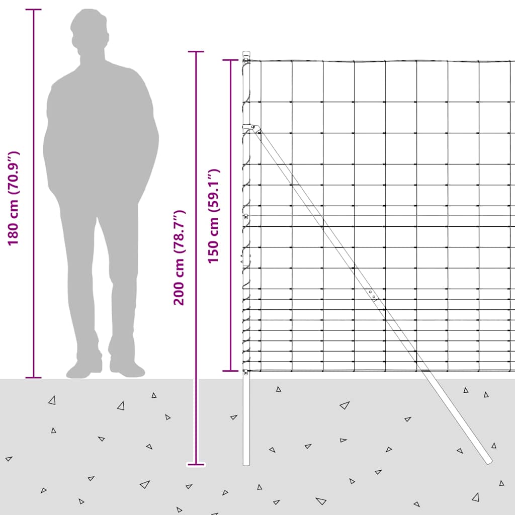 Temeljna zavarena žičana ograda 50 x 1,5 m Pocinčani čelik