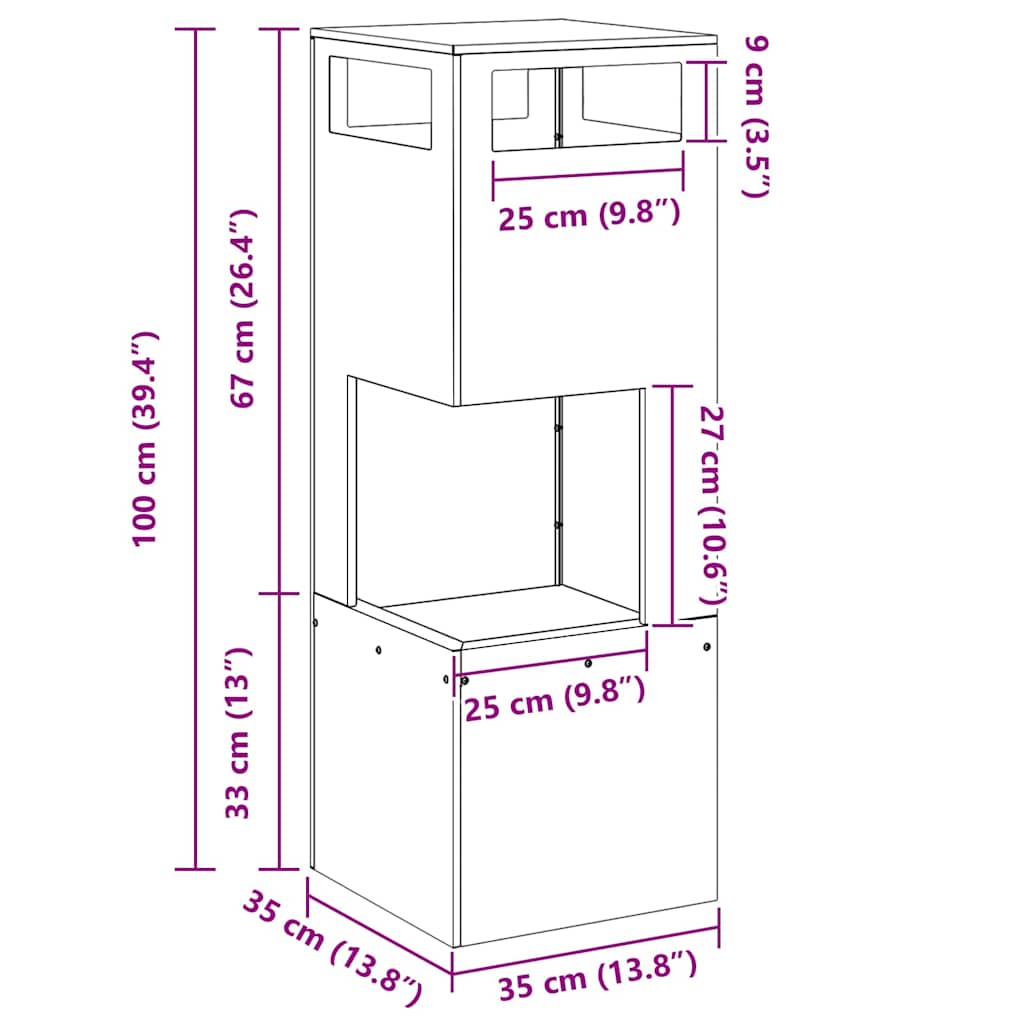 Kamin Crna 35 x 35 x 100 cm Čelik