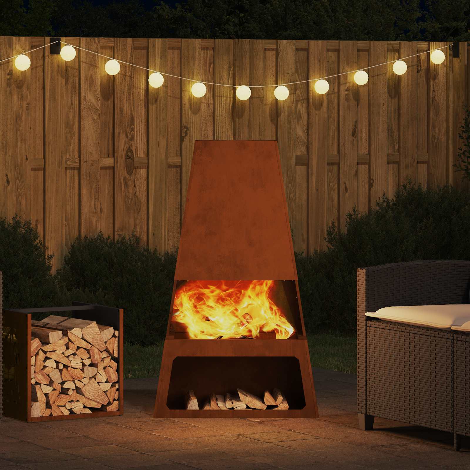 Kamin Smeđa 60 x 35 x 100 cm Čelik otporan na vremenske uvjete