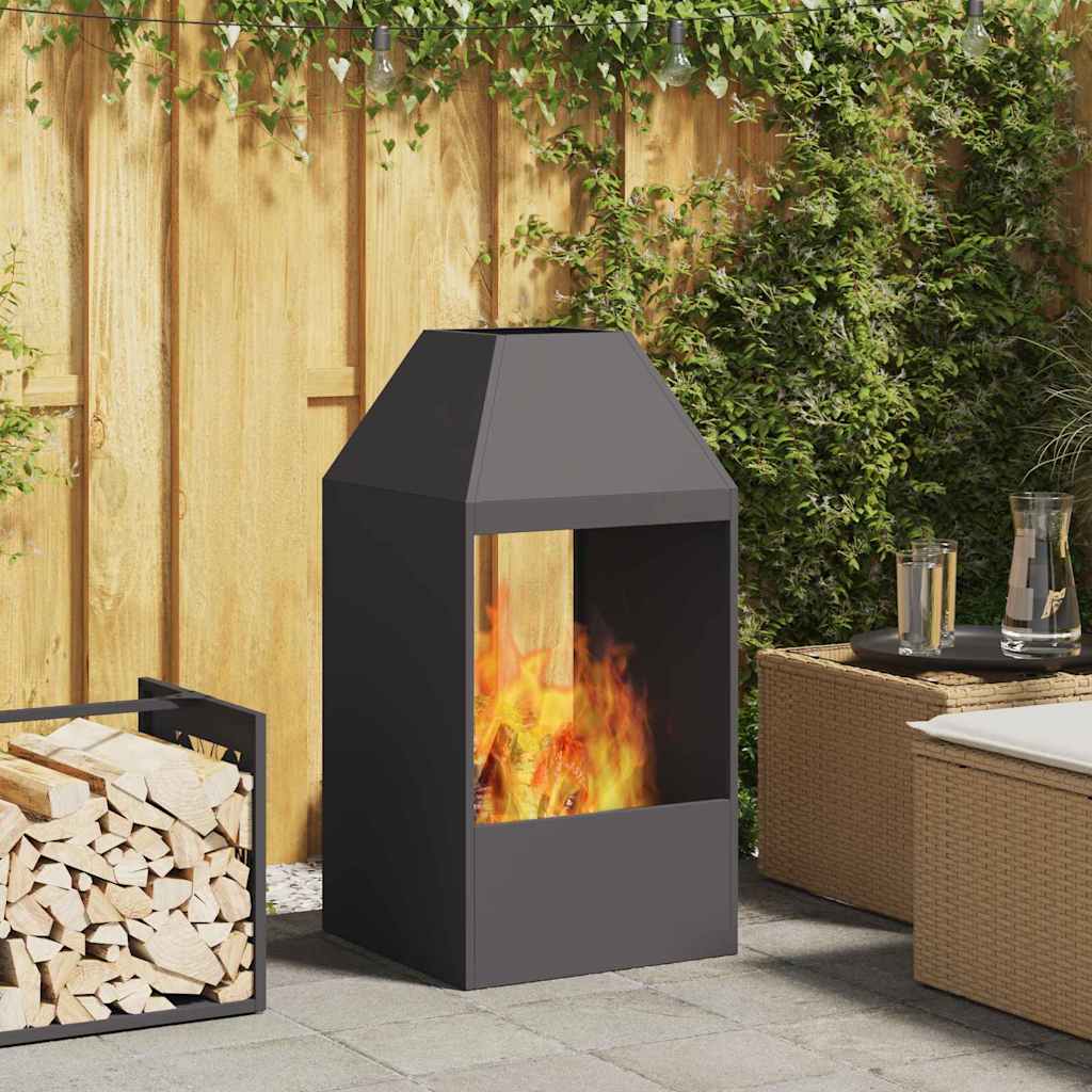 Kamin Crna 50 x 50 x 100 cm Čelik otporan na vremenske uvjete