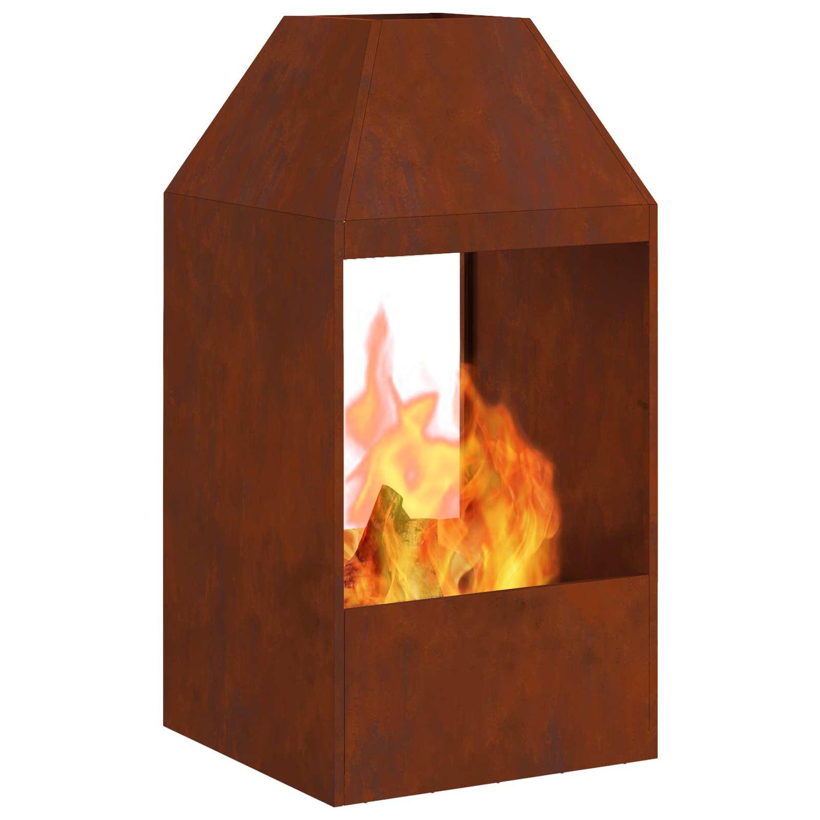 Kamin Rđa 50 x 50 x 100 cm Čelik otporan na vremenske uvjete