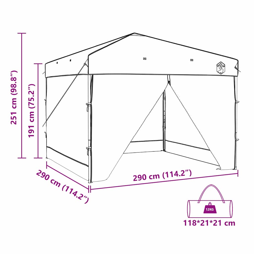 Šator s nadstrešnicom Zelena 290 x 290 x 251 cm tkanina