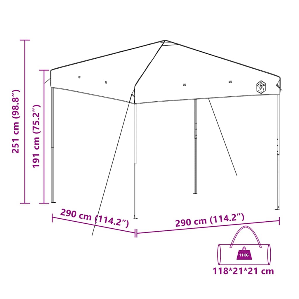 Šator s nadstrešnicom Zelena 290 x 290 x 251 cm tkanina