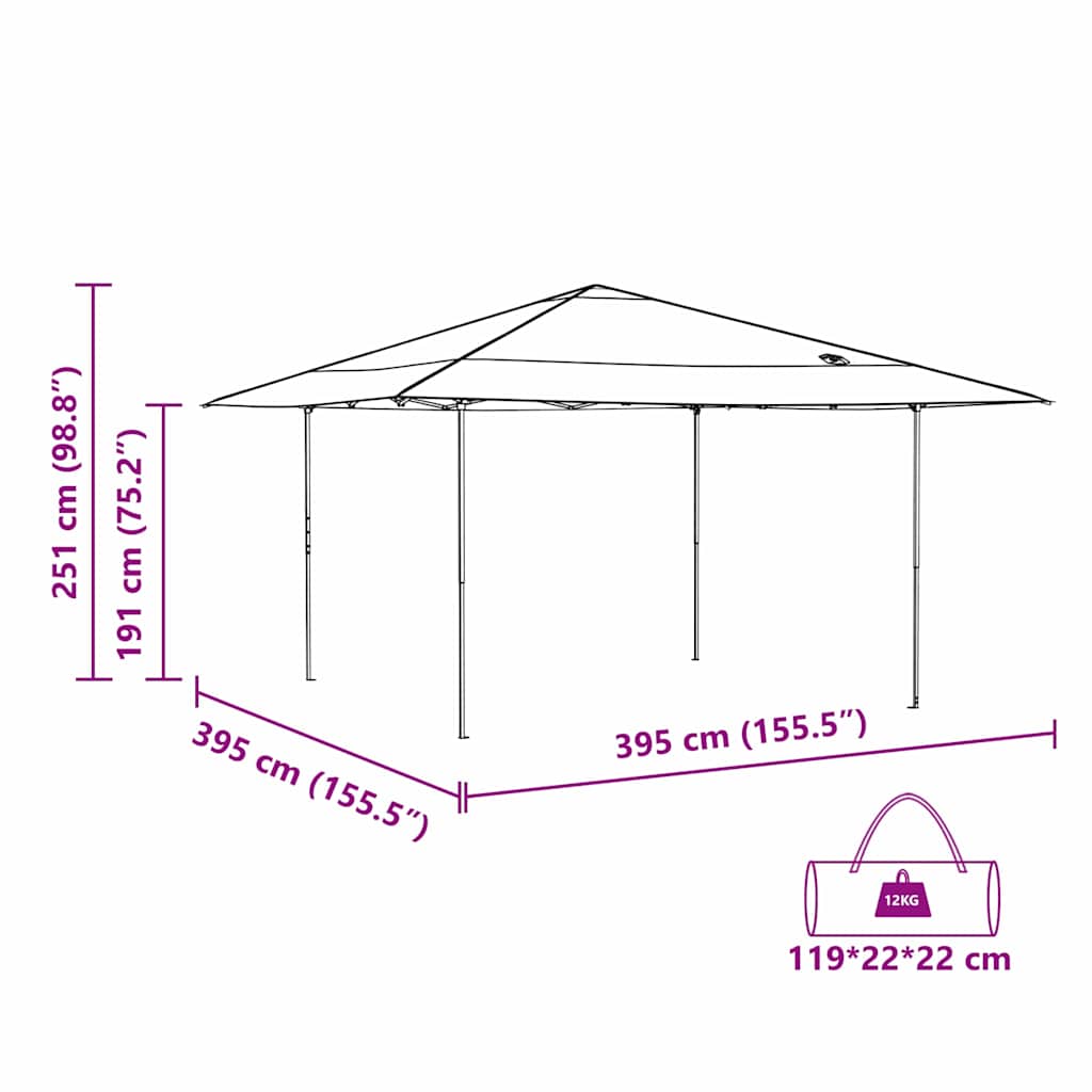 Šator s nadstrešnicom Zelena 395 x 395 x 251 cm tkanina