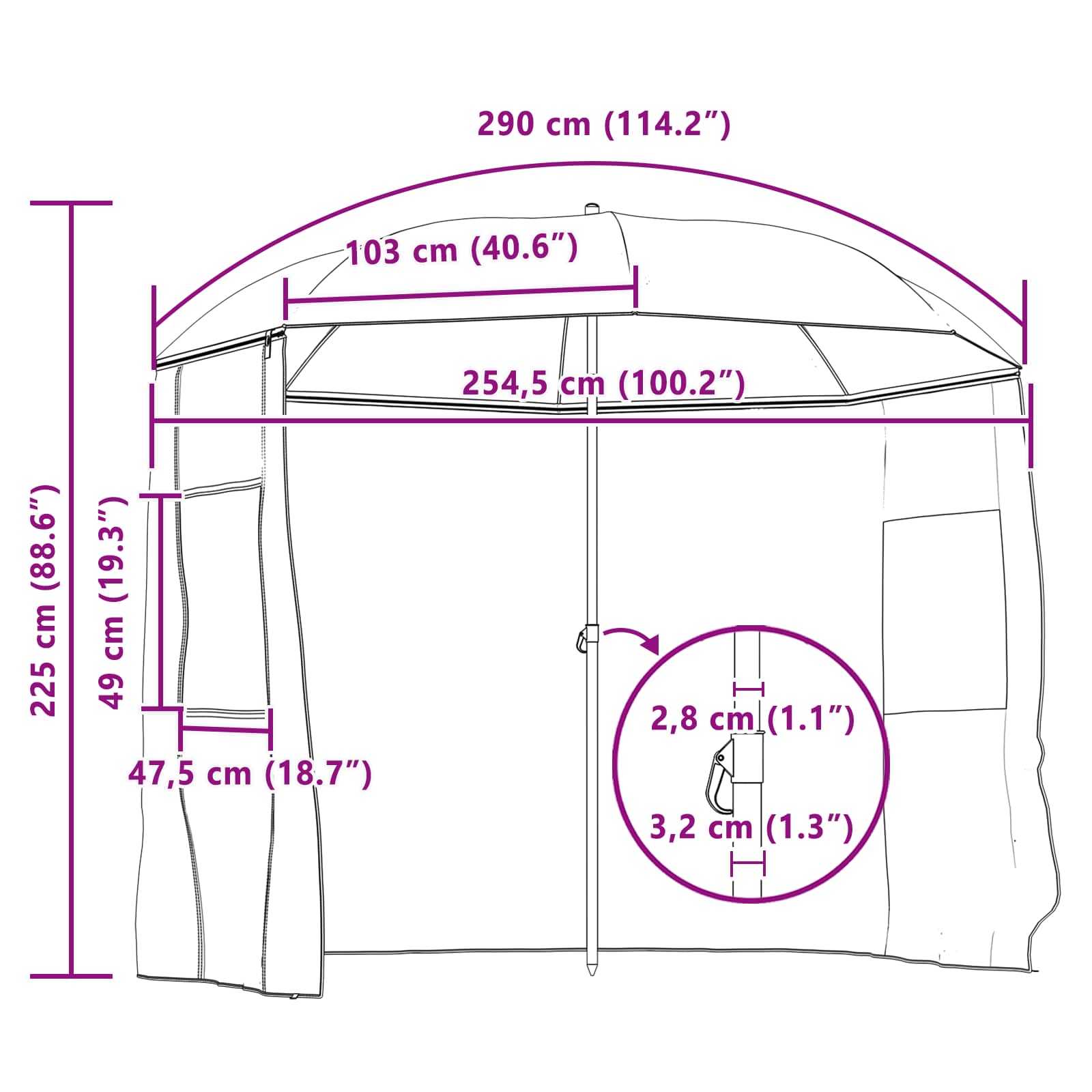 Kišobran za Ribolov Žuta vojska 300 x 240 cm Oxford poliester