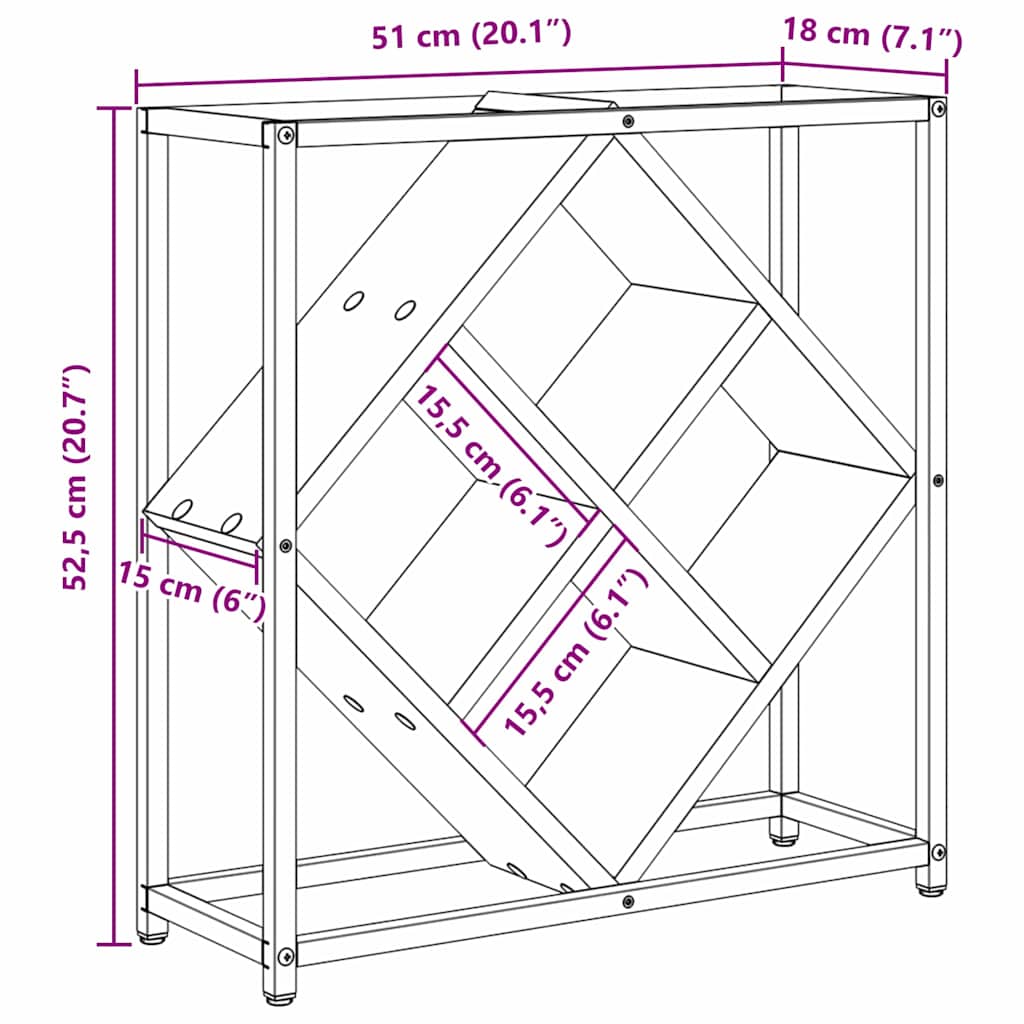Stalak za vino Crni hrast 51 x 18 x 52,5 cm Konstruirano drvo
