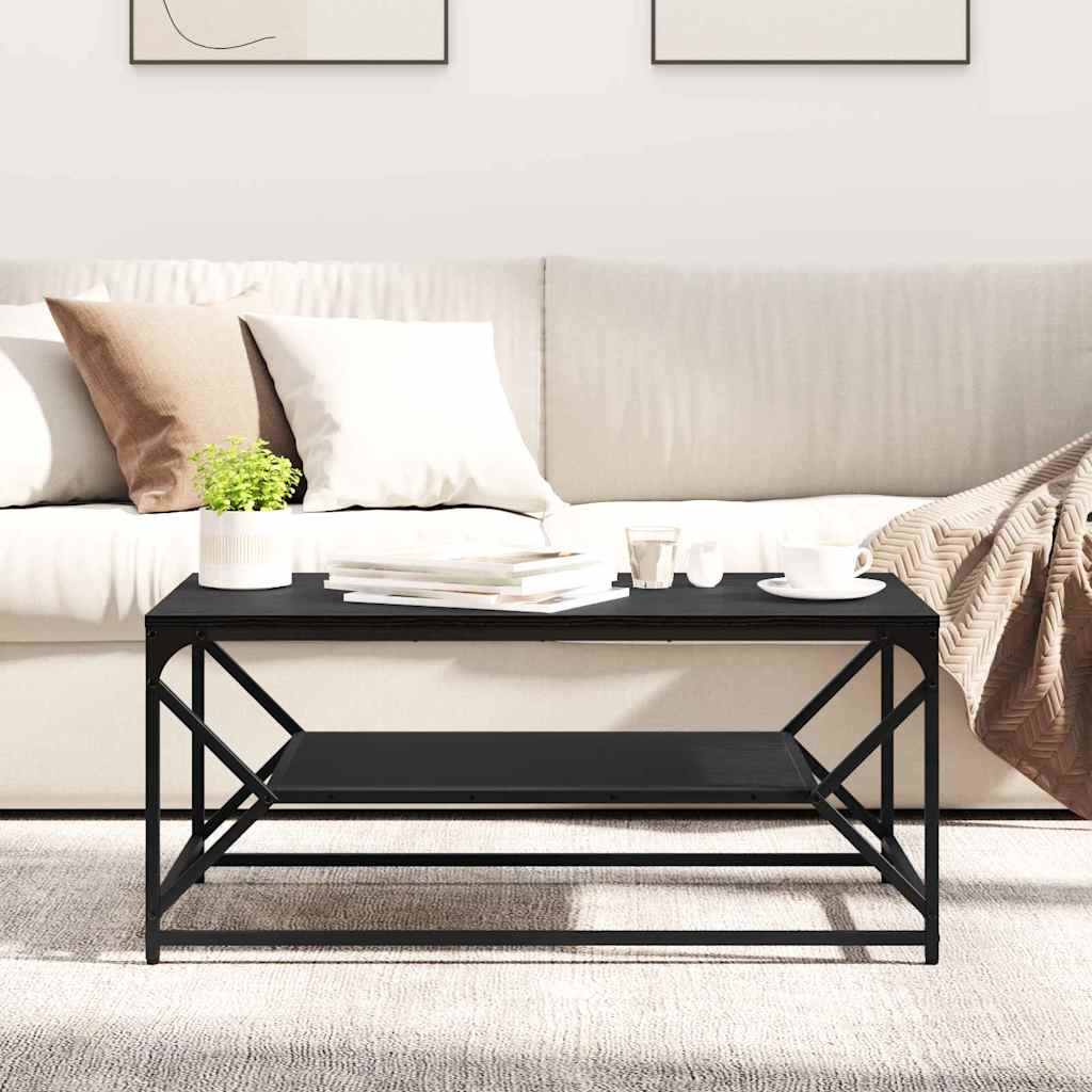 Kava Stol Crni hrast 90 x 50 x 40 cm Inženjerska drva i čelik