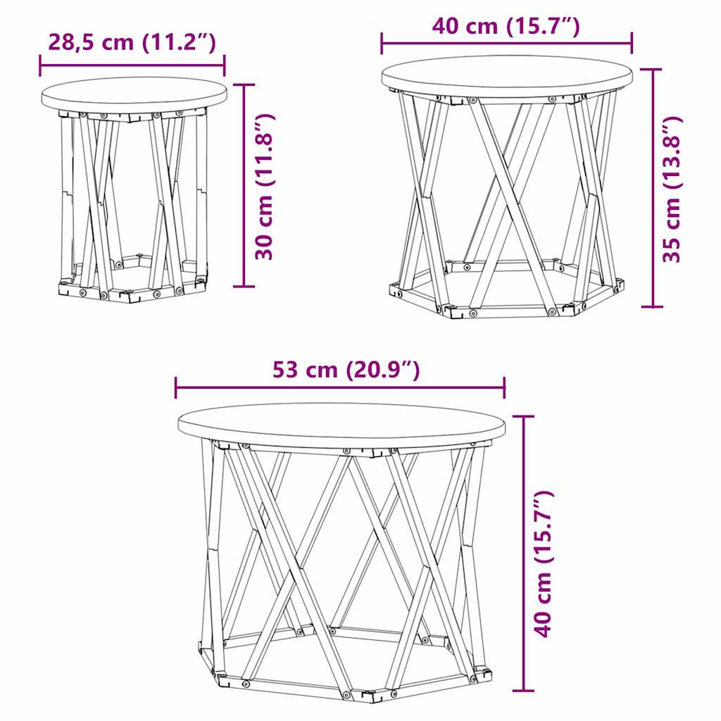 Ugolni bočni stol 3 pcs Umjetnički hrast