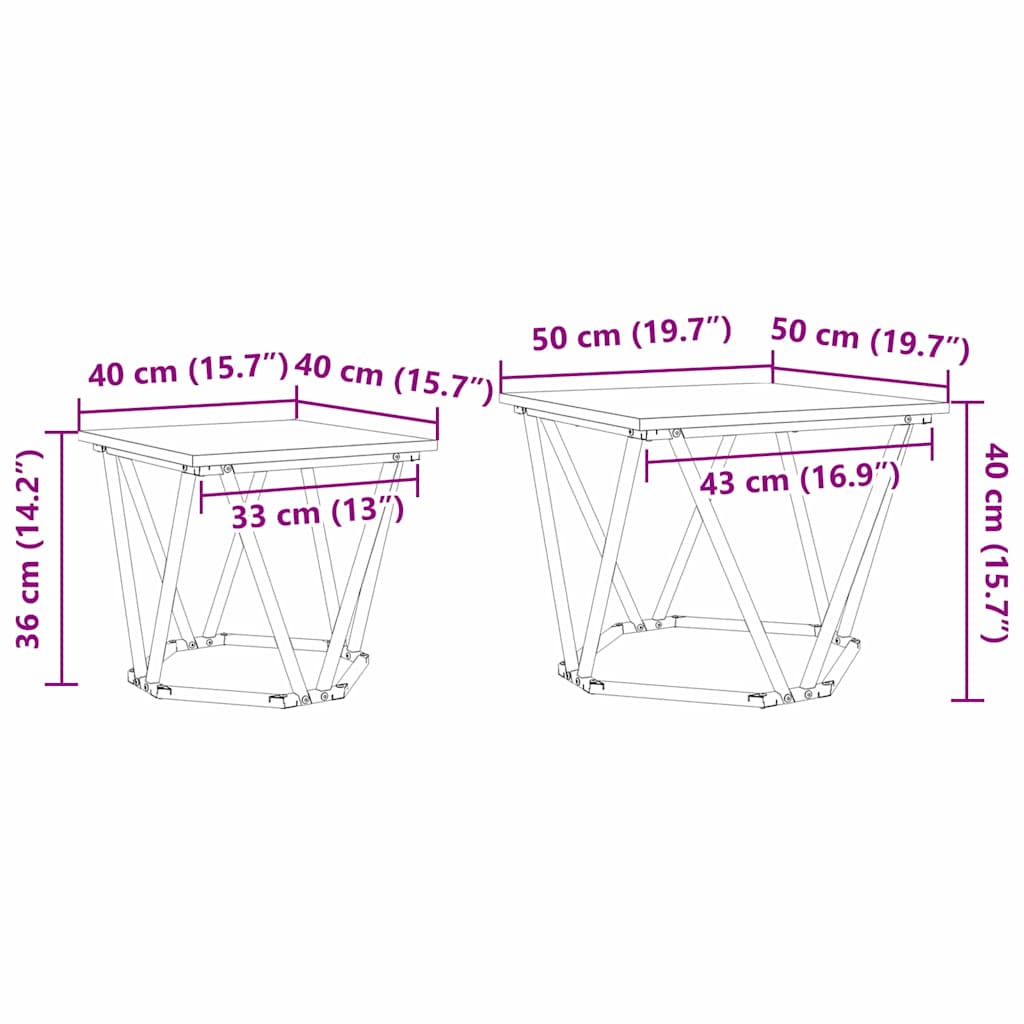 Set pomoćnih stolića 2 pcs Sonoma hrast