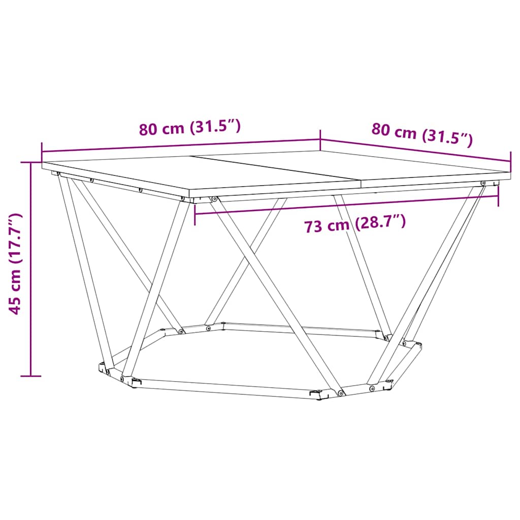 Kava Stol Staro drvo 80 x 80 x 45 cm Inženjerska drva i čelik