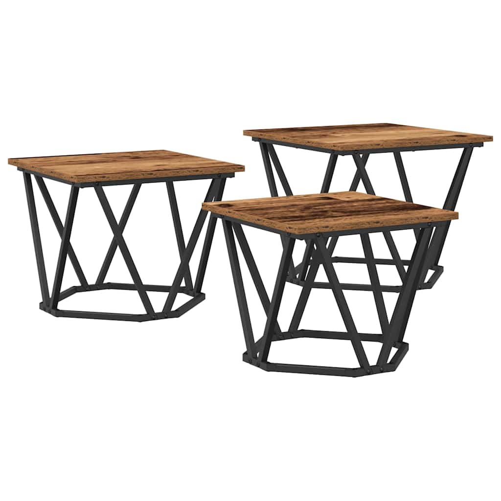Kava Stol 3 pcs Staro drvo Inženjerska drva i čelik
