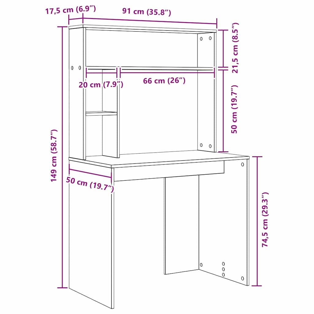 Stol s policom Staro drvo 91 x 50 x 149 cm Konstruirano drvo